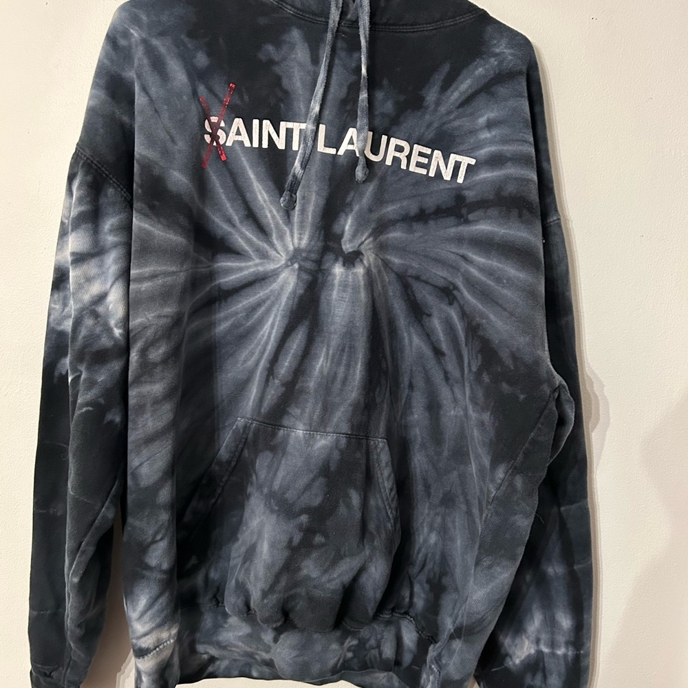 Saint Laurent “ ain’t Laurent” Mayfair Group Black Tie-Dye Hoodie